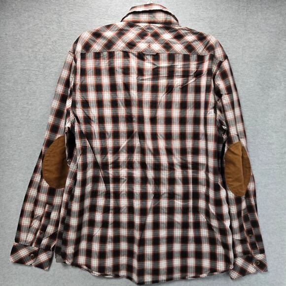 7 Diamonds Brown Plaid Button Front Shirt Size XL - Picture 2 of 5